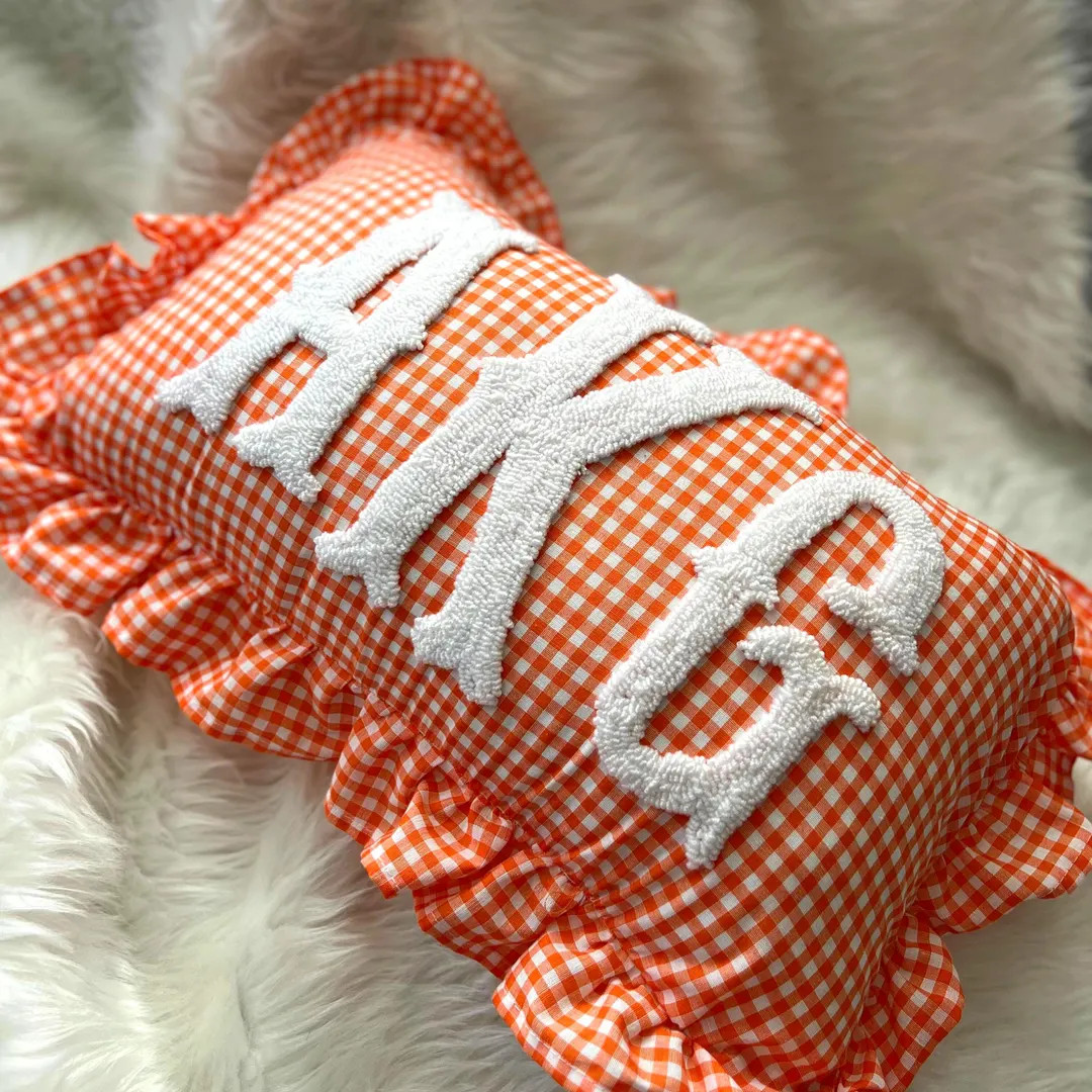Custom Monogram Ruffle Pillow, Gingham Pillow, Monogram Graduation Gift, Cute Room Accent, Gift f... | Etsy (US)