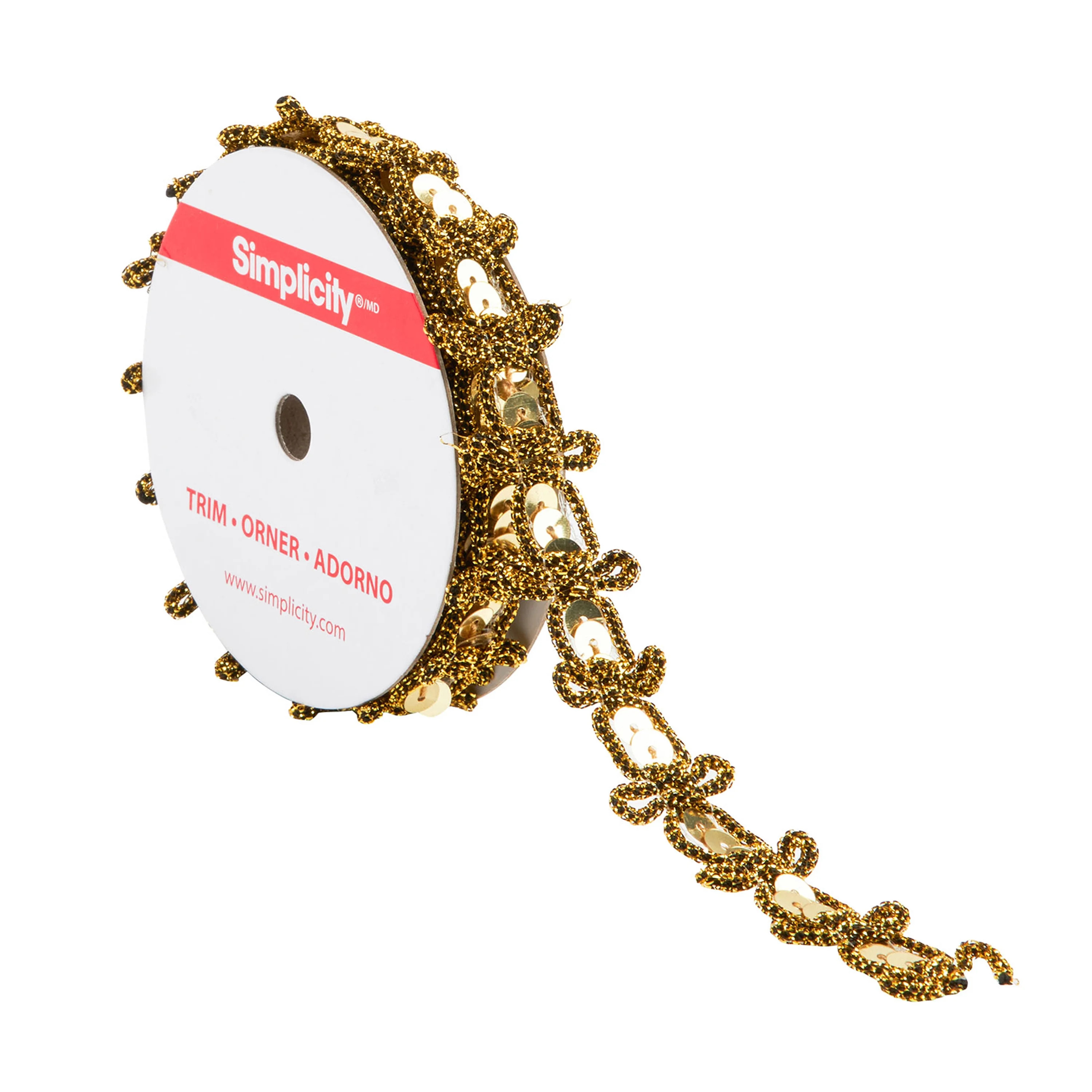 Simplicity Trim, Gold 5/8 inch Sequin Garland Trim Great for Apparel, Home Decorating, and Crafts... | Walmart (US)