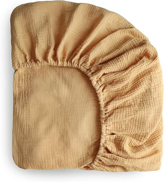 mushie Extra Soft Muslin Fitted Crib Sheet | 28"x 52" (Fall Yellow) | Amazon (US)