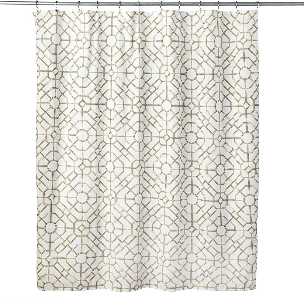 SKL Home Vern Yip Bamboo Lattice Fabric Shower Curtain, Natural | Amazon (US)