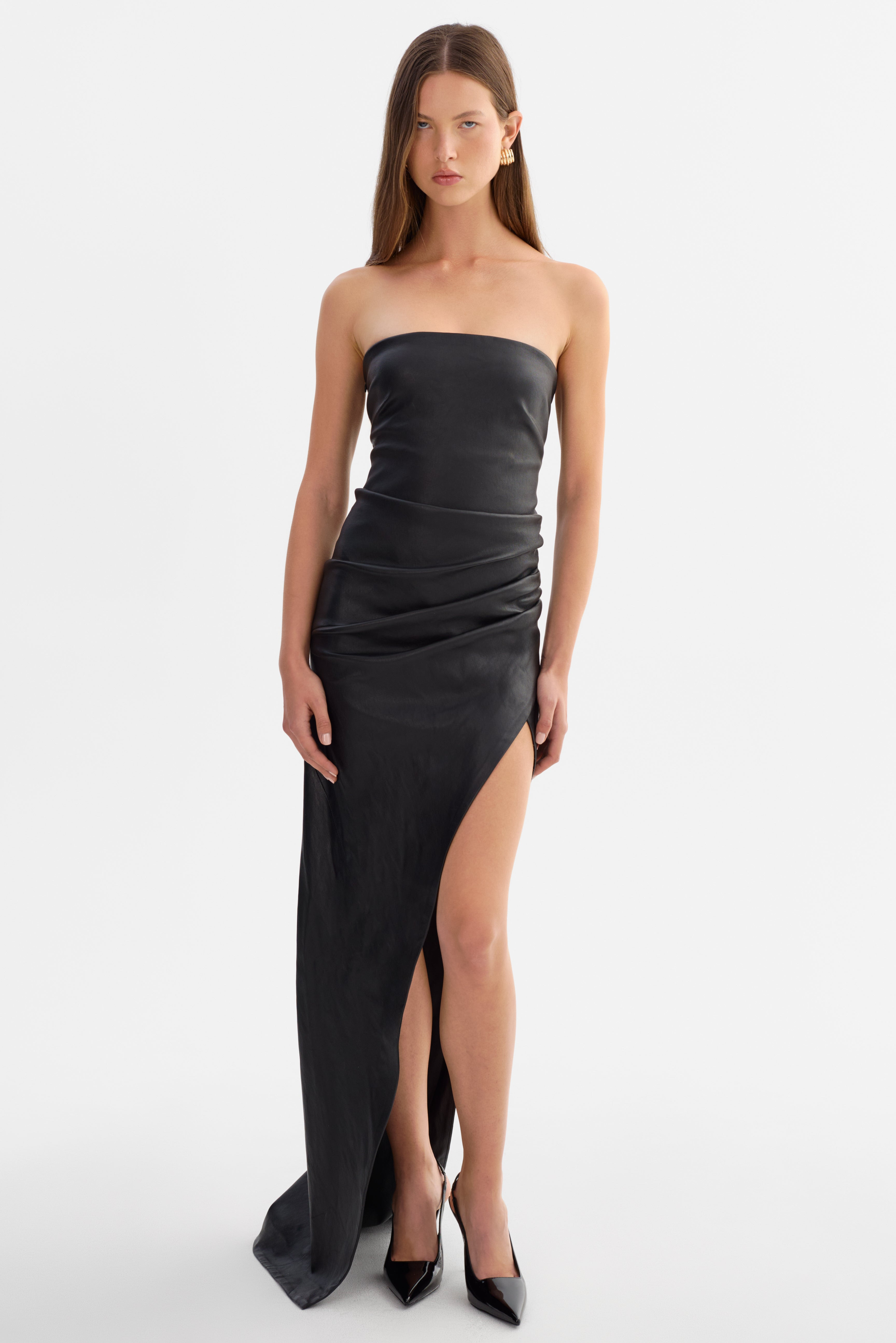 CHRISELLE | Strapless Leather Dress | LAMARQUE