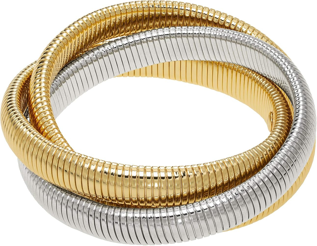 Amazon.com: JANIS BY JANIS SAVITT Triple Cobra™ Bracelet High Polished Yellow Gold and Rhodium ... | Amazon (US)