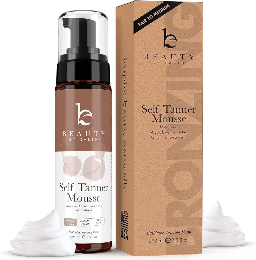 Beauty by Earth Self Tanner Mousse - Fair to Medium Gradual Self Tanner Foam, Sunless Tanner, Nat... | Amazon (US)