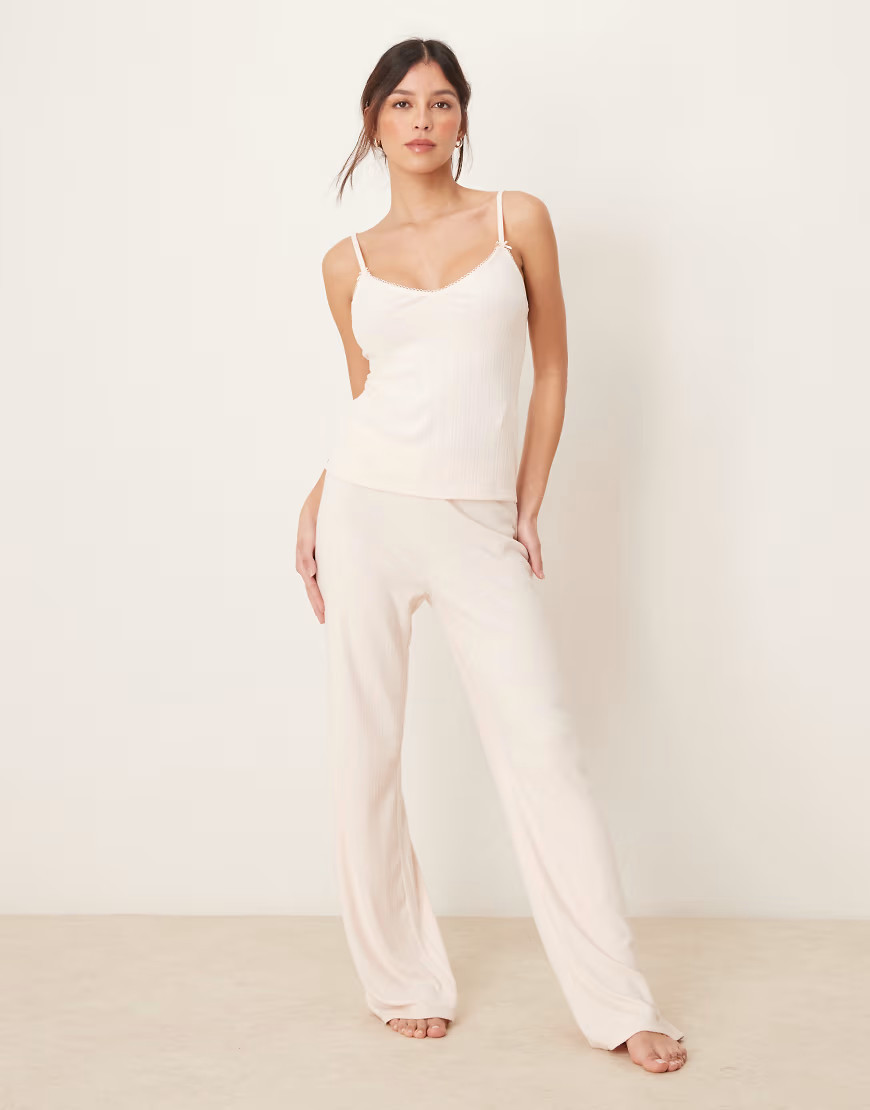 Abercrombie & Fitch sleepwear pointelle pants in light pink - part of a set | ASOS (Global)