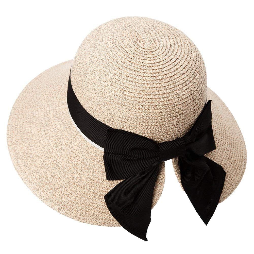 Comhats Womens Floppy Summer Sun Beach Straw Hats Accessories Wide Brim UPF 50 Crushable 56-58cm ... | Walmart (US)