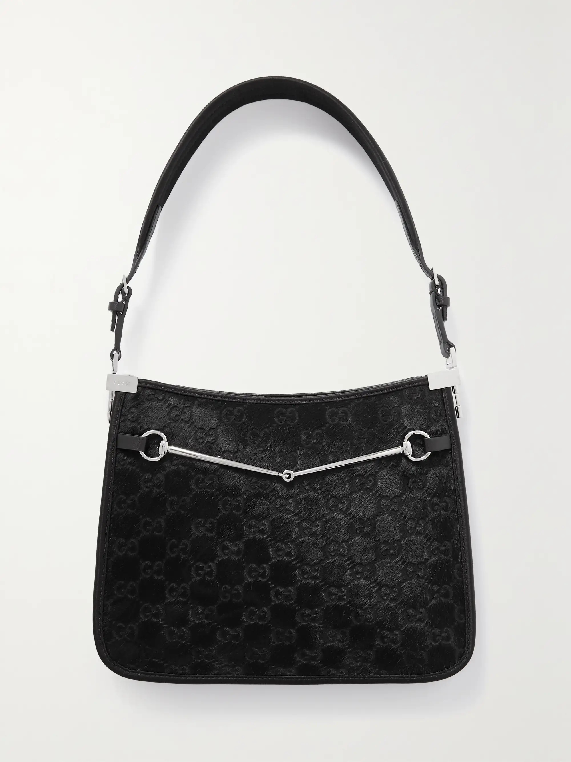 GUCCI Horsebit-detailed leather-trimmed calf hair shoulder bag | NET-A-PORTER | NET-A-PORTER (US)