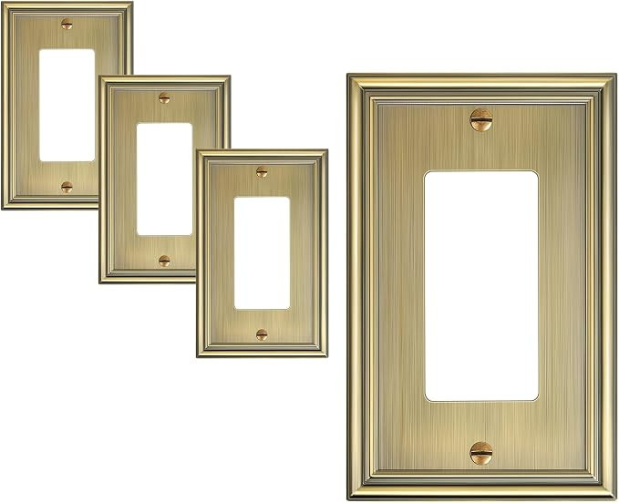 4-Pack Decorator Cover Plate, Antique Brass Decorative Switch Plates and Outlet Covers, Durable Z... | Amazon (CA)