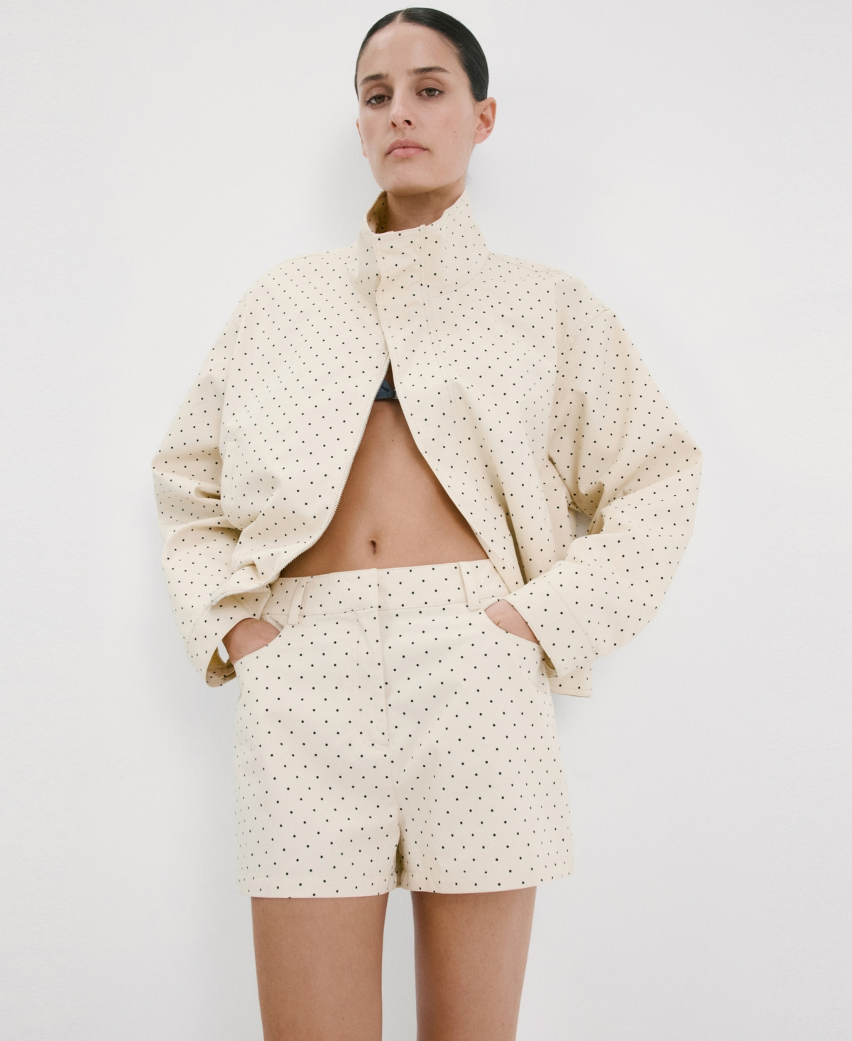 Mango Women's Polka-Dot Cotton Shorts - Ecru | Macy's