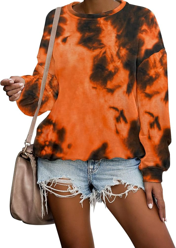 luvamia Women Casual Tie Dye Sweatshirts Long Sleeve Loose Pullover Shirts Tops | Amazon (US)