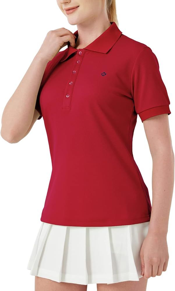 NAVISKIN Women's Short Sleeve Polo Shirts 5-Button Golf Shirts UPF 50+ Moisture Wicking Sports At... | Amazon (US)