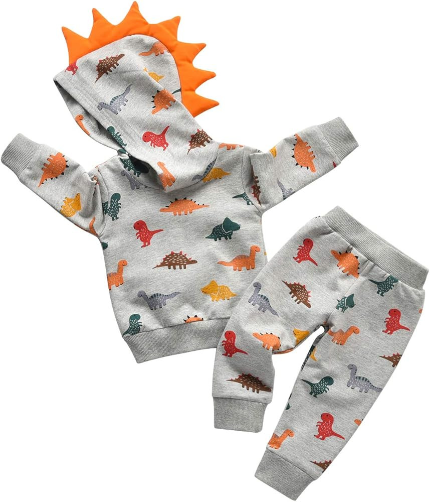 Toddler Infant Baby Boy Clothes Animal Style Long Sleeve Hoodie Tops Sweatsuit Pants Outfit Set | Amazon (US)