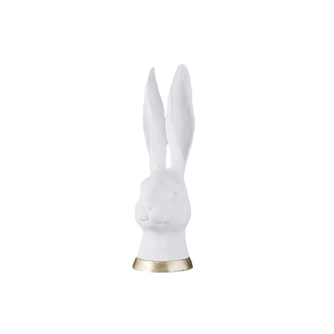 13.5" Gold Trim Rabbit Bust | Pink Antlers