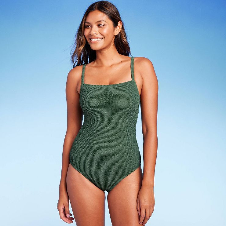 Women's Pucker Textured Square Neck One Piece Swimsuit - Kona Sol™ | Target