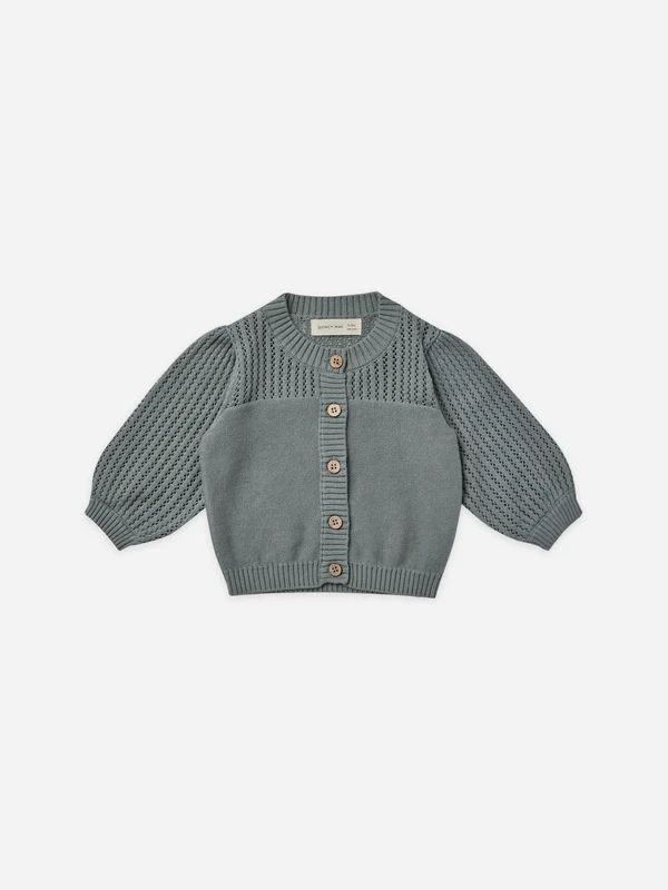 pointelle knit cardigan | dusk | Quincy Mae