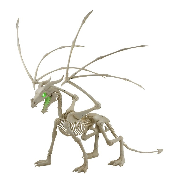 Halloween Animated Skeleton Dragon Decoration, Bone Color, Plastic, 36", by Way To Celebrate | Walmart (US)