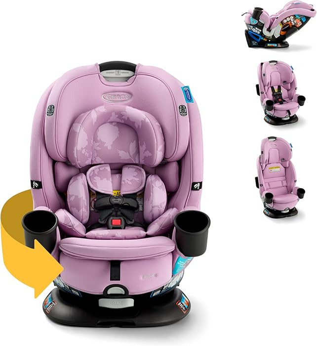 Graco Turn2Me 3-in-1 Rotating Convertible Car Seat, Lilac Mod, Rear-Facing Rotation, Forward-Faci... | Amazon (US)