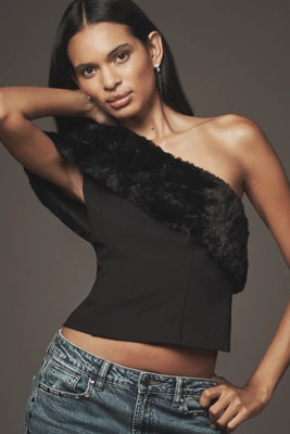 Hutch One-Shoulder Faux Fur Top | Anthropologie (US)
