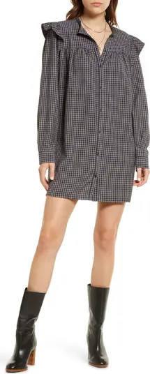 Plaid Ruffle Long Sleeve Minidress | Nordstrom