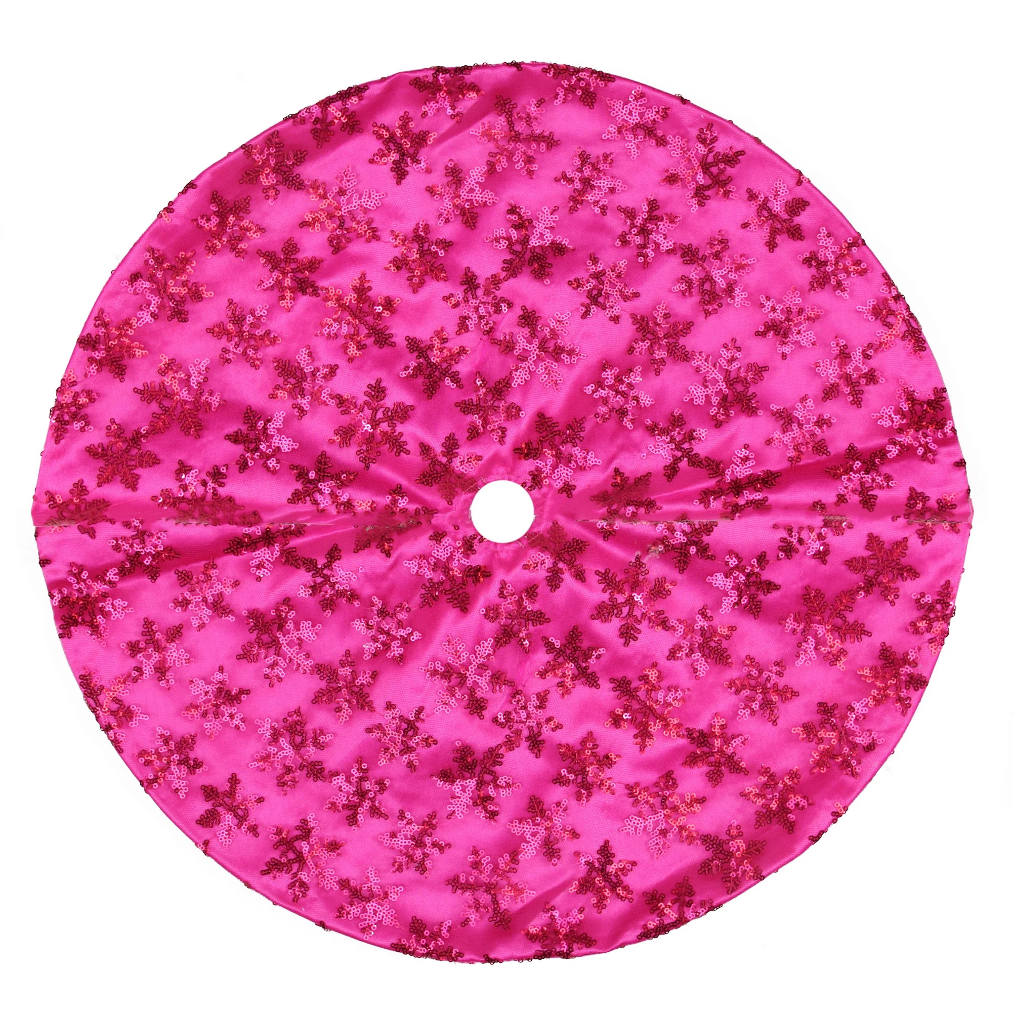 Northlight 20" Pink Sequin Snowflake Mini Christmas Tree Skirt - Walmart.com | Walmart (US)
