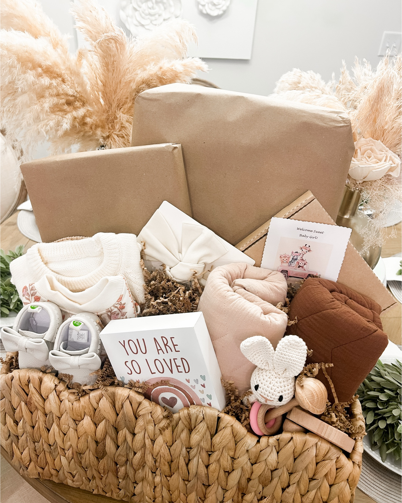 Gift Guide: Handmade with love, wrapped in neutral tones & cozy vibes. 
Another baby basket. If you’ve been following me for awhile you know how much I love making these gift baskets. 

#giftguide
#DIYBabyGift
#BohoBaby
#GiftBasketGoals
#BohoChicStyle
#BabyShowerGift
#NewMomVibes
#NeutralNursery
#HandmadeWithLove
#ModernMama
#BabyOnTheWay
#BohoInspired
#BabyGiftIdeas


#LTKKids #LTKBaby #LTKBump