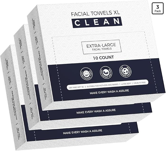 Disposable Face Towels XL,3 Travel Pack Faces Towel, 7.9" x 9.4" Large Face Towelettes Disposable... | Amazon (US)
