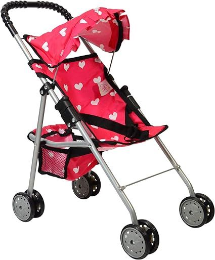 The New York Doll Collection My First Doll Stroller with Basket & Heart Design Foldable Doll Stro... | Amazon (US)