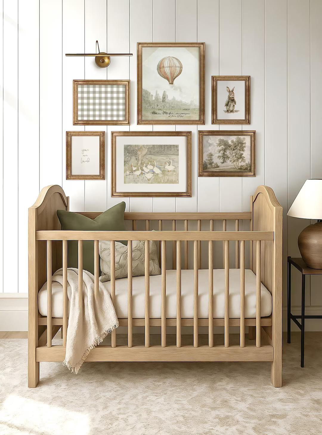 Vintage Framed Nursery Art Set: Gold Animal Prints, Green & Neutral Decor | Etsy (US)