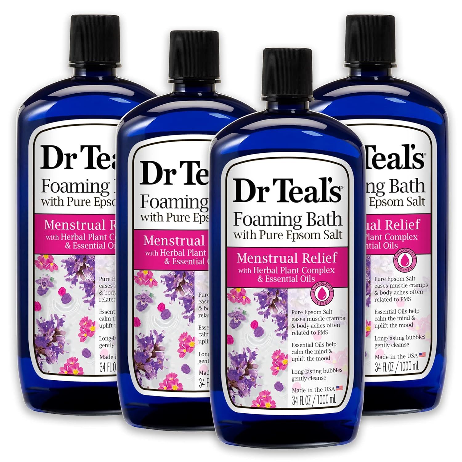 Amazon.com : Dr Teal's Foaming Bath with Pure Epsom Salt Menstrual Relief with Herbal Plant Compl... | Amazon (US)