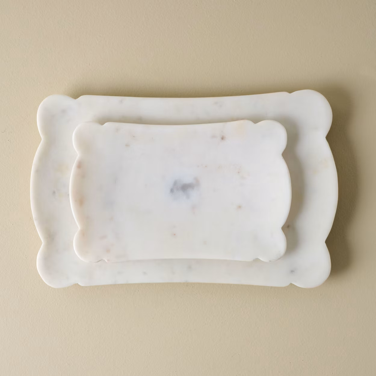 Scalloped Edge Marble Tray - Set of 2 | Magnolia