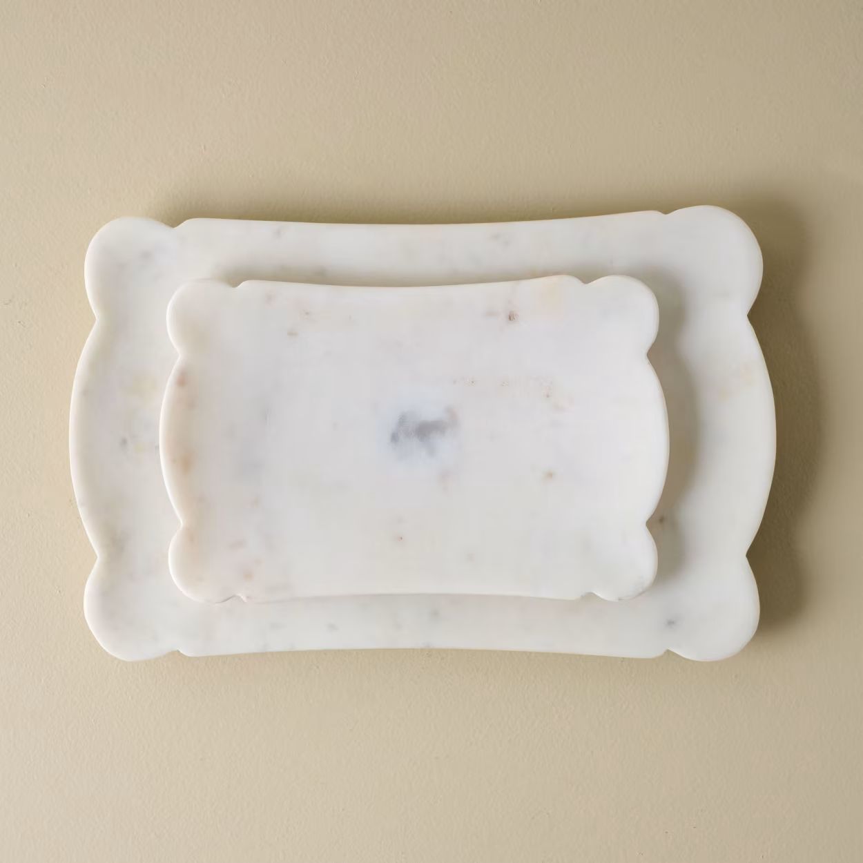 Scalloped Edge Marble Tray - Set of 2 | Magnolia