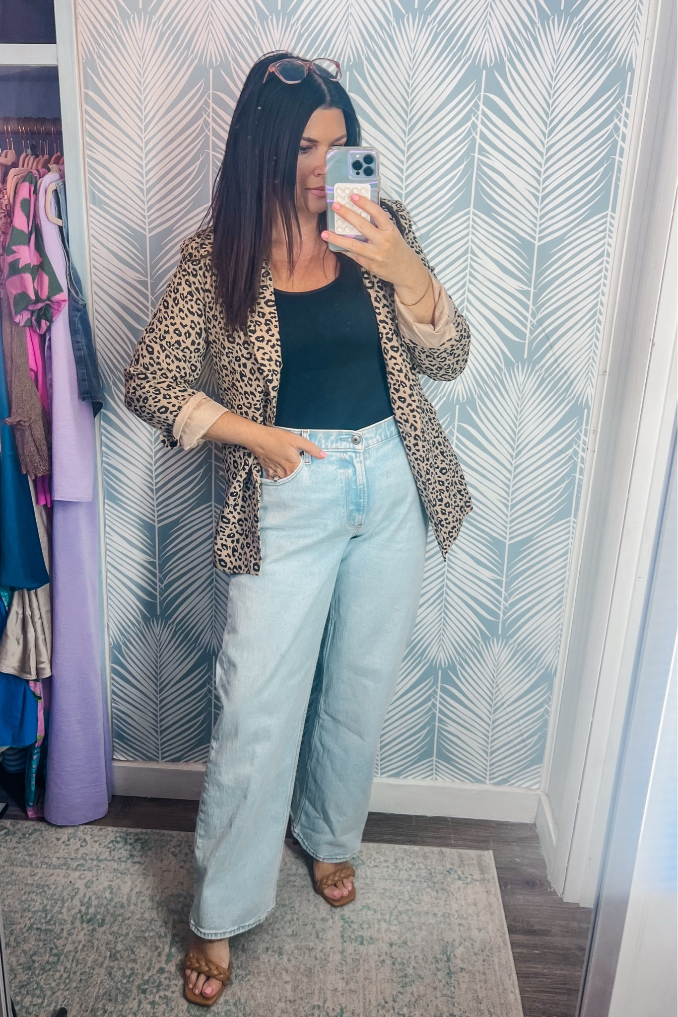Work wear ootd 
Casual blazer leopard print
Abercrombie jeans - 29 

#LTKWorkwear #LTKOver40 #LTKMidsize