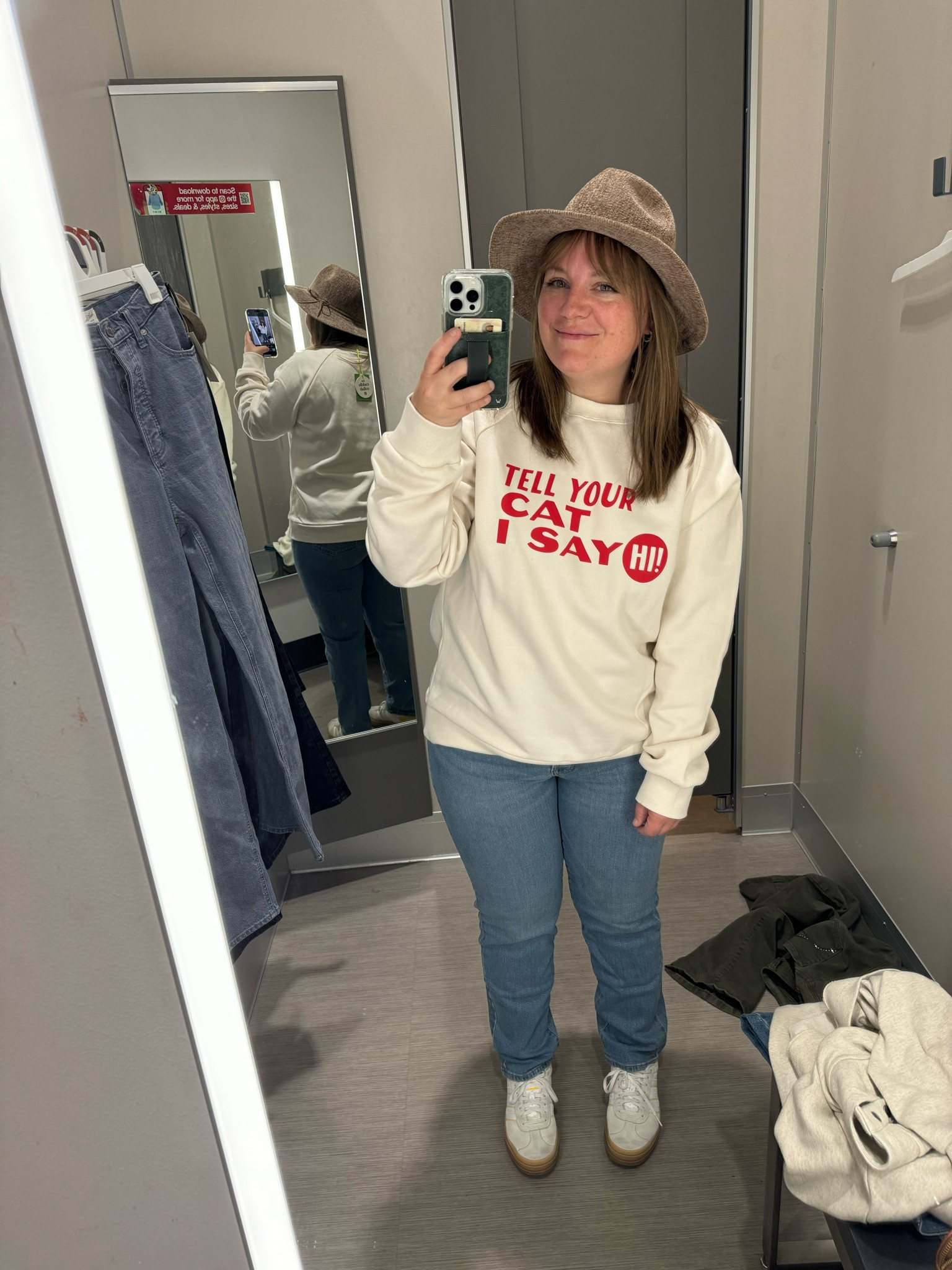 Tell your cat I said hi 👋🏻 

When I saw this sweatshirt I knew I had to have it! 

Target find 

#LTKShoeCrush #LTKStyleTip