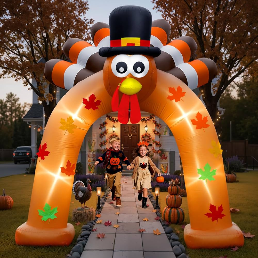 Spinosaurus 9FT Thanksgiving Inflatable Turkey Arch Thanksgiving Inflatables Outdoor Decorations ... | Amazon (US)
