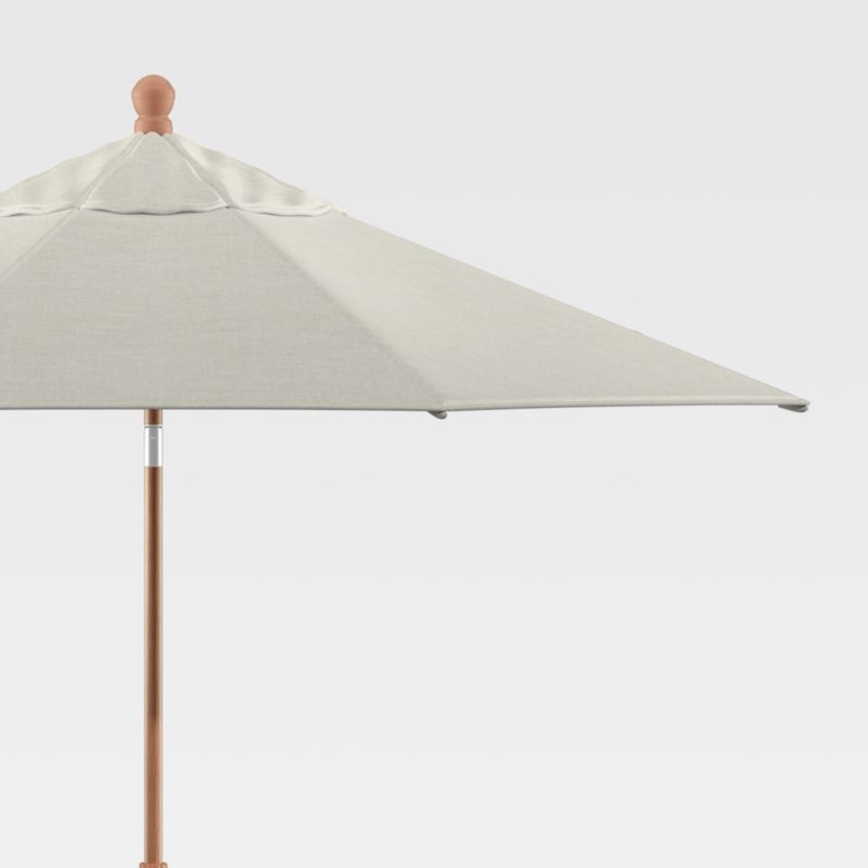 9' Round Sunbrella Silver Patio Umbrella with Tilt Faux Wood Frame | Crate and Barrel | Crate & Barrel