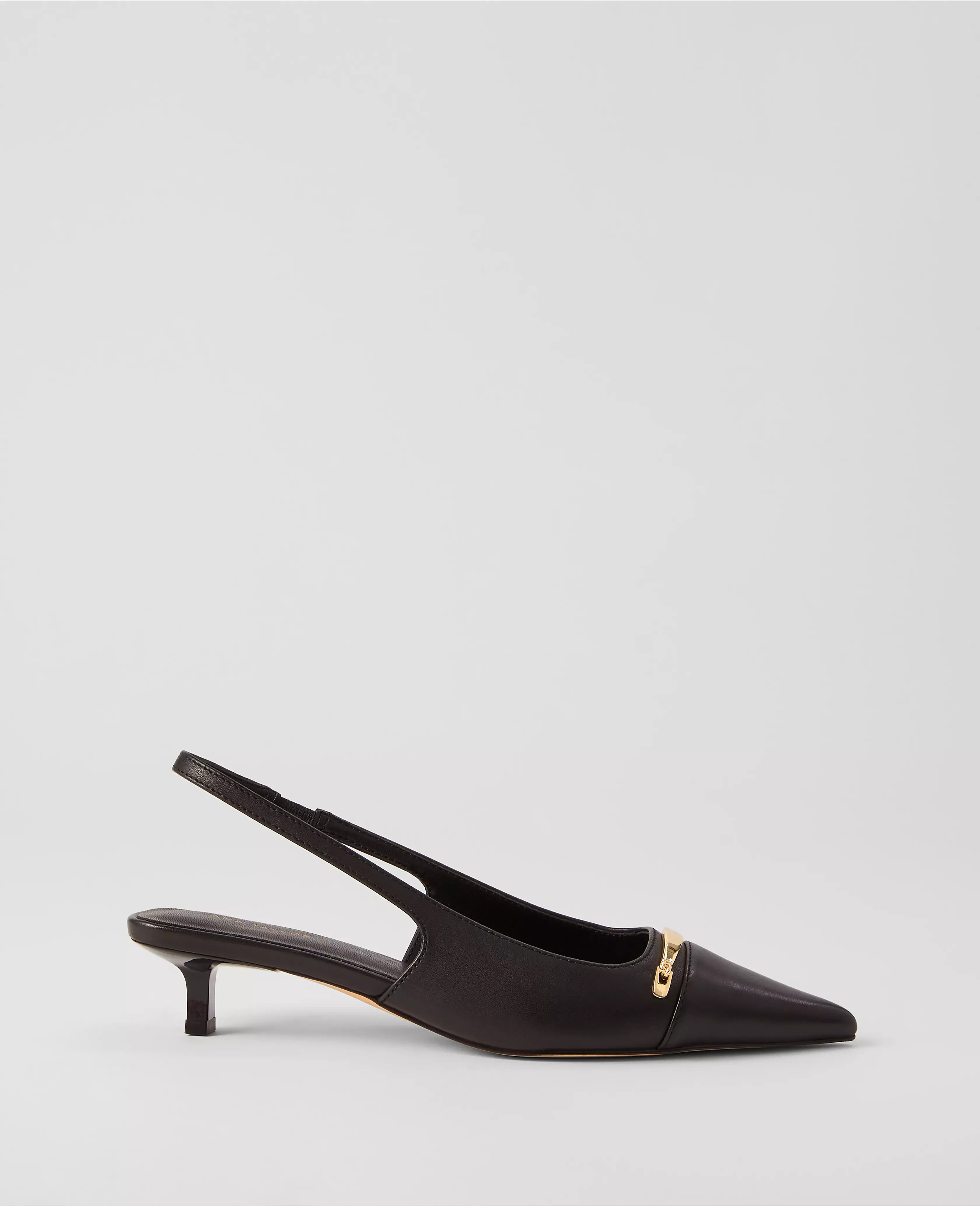 Cap Toe Hardware Leather Slingback Pump | Ann Taylor (US)