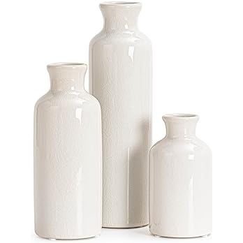 TIMEYARD White Ceramic Vases Set of 3, Modern Farmhouse Vases for Flowers, Rustic Home Decor, Dec... | Amazon (US)