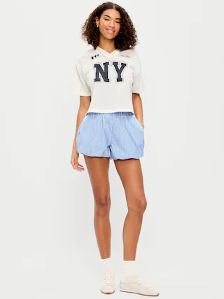 Poplin Bubble Hem Shorts | Old Navy (US)