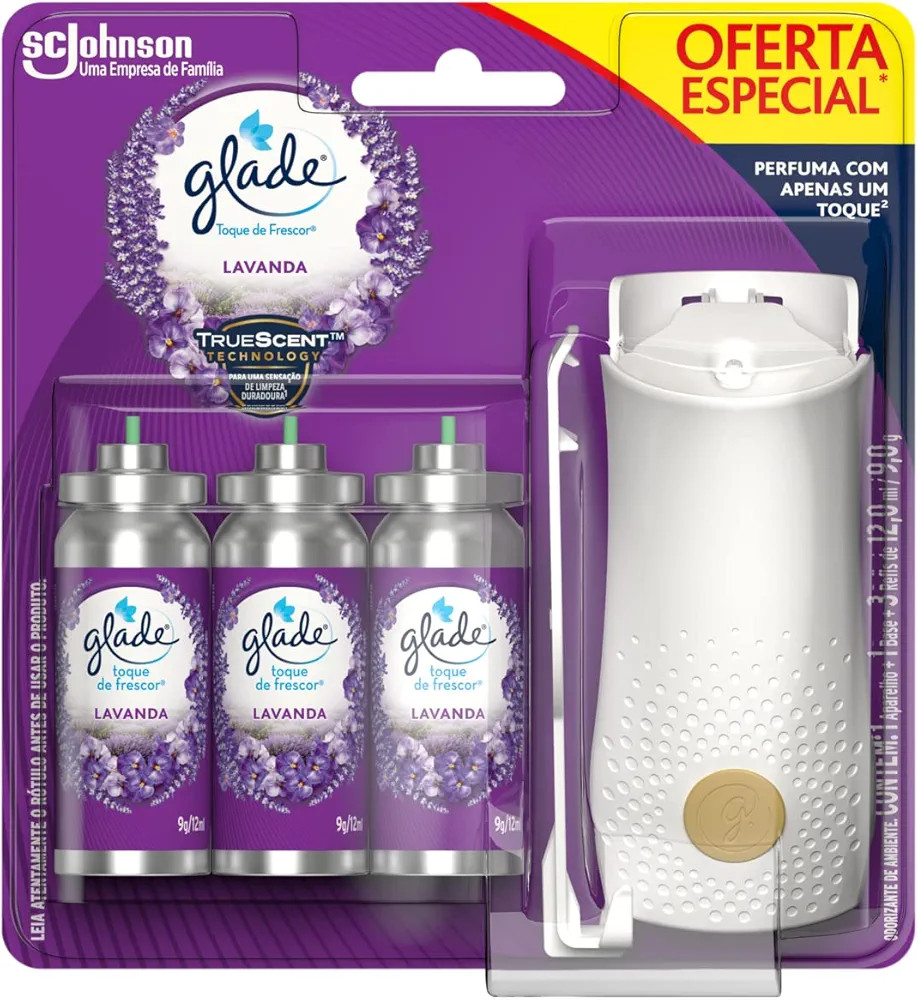 Glade Aromatizador de Ambiente Toque de Frescor Aparelho + 3 refis Lavanda com 12ml cada | Amazon (BR)