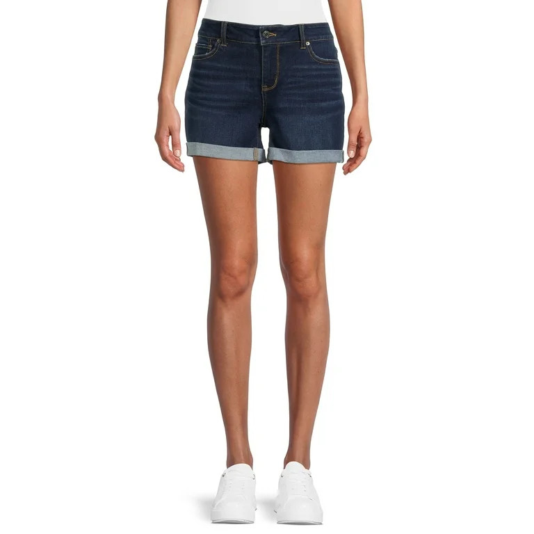 Time and Tru Women's Mid Rise Shorts with Double Roll Cuffs | Walmart (US)