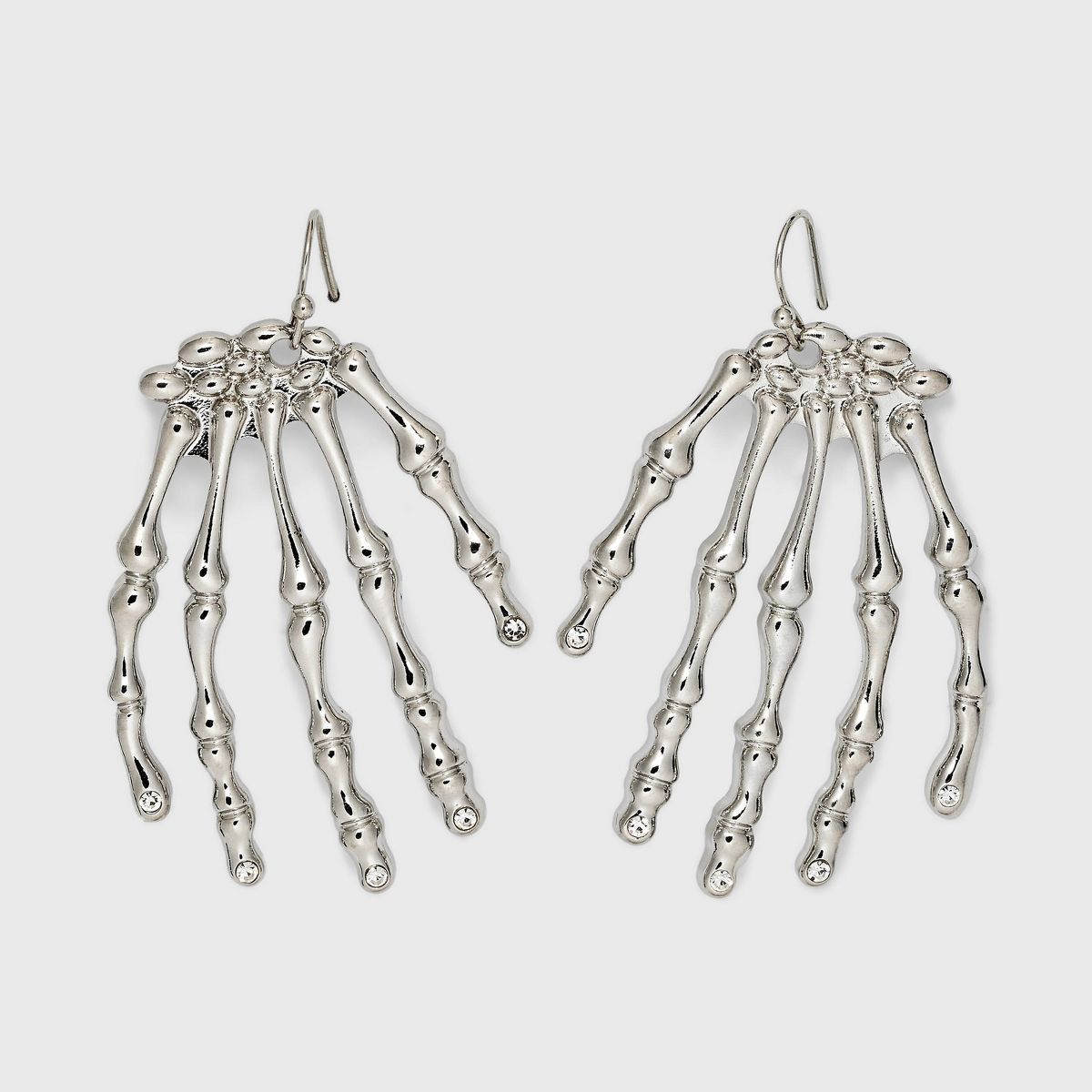 Skeleton Hand Cubic Zirconia Drop Earrings - Silver | Target