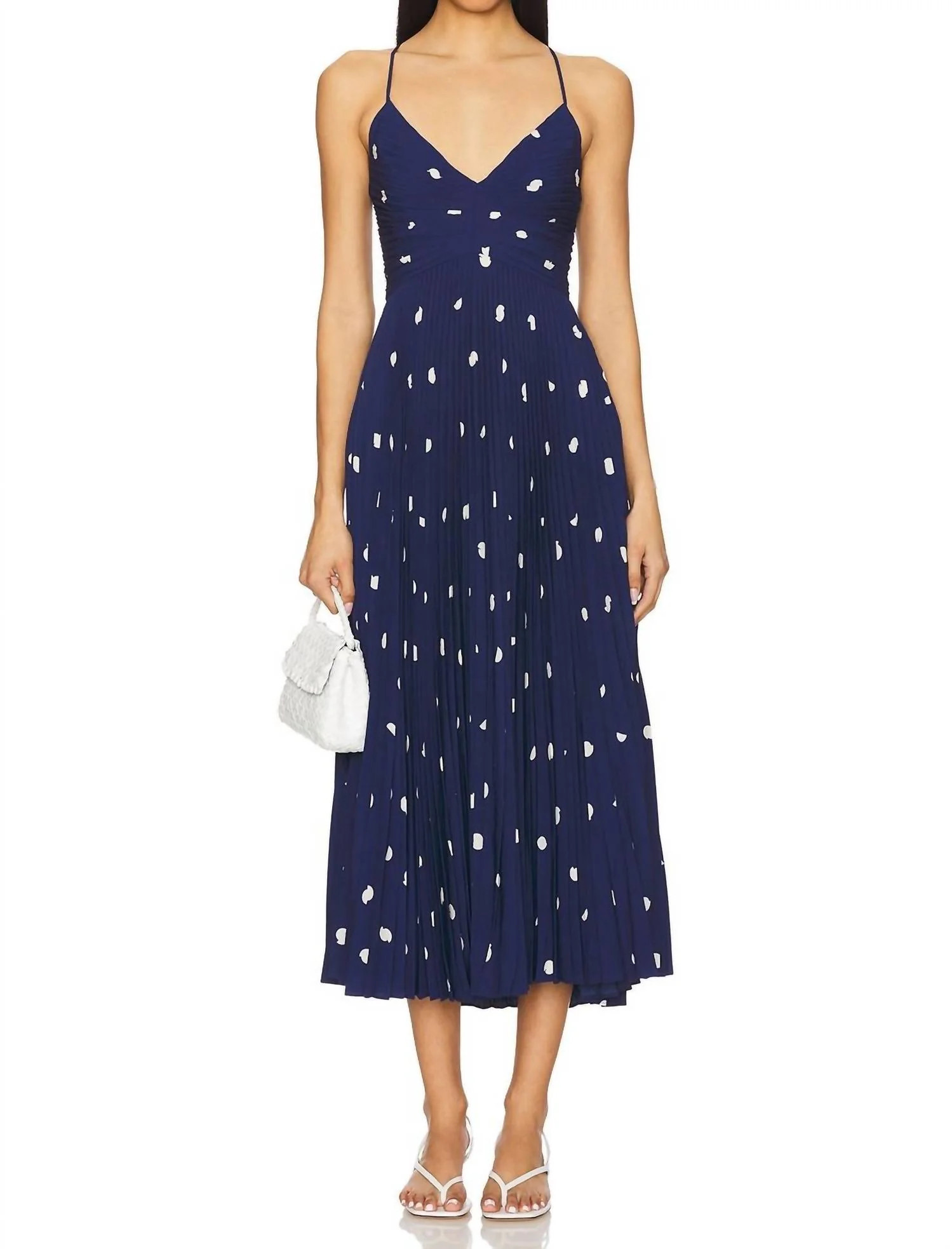 Blythe Polka Dot Dress In Navy Polka Dot | Shop Simon