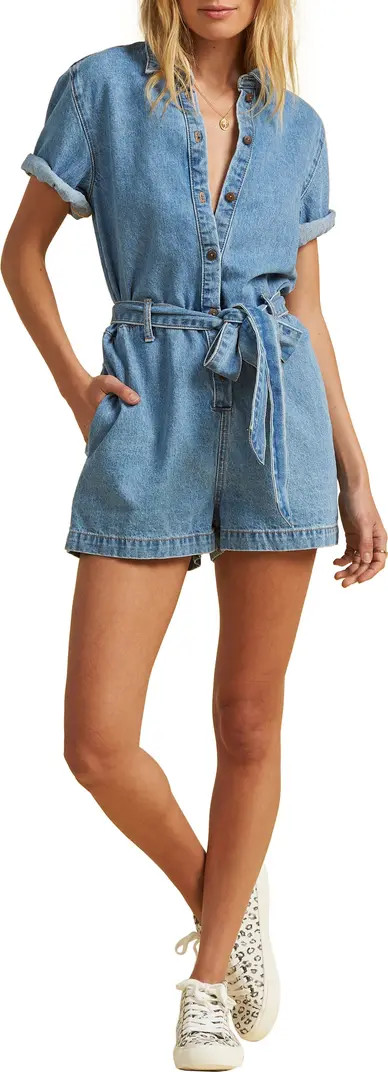 x The Salty Blonde Date Nite Denim Romper | Nordstrom