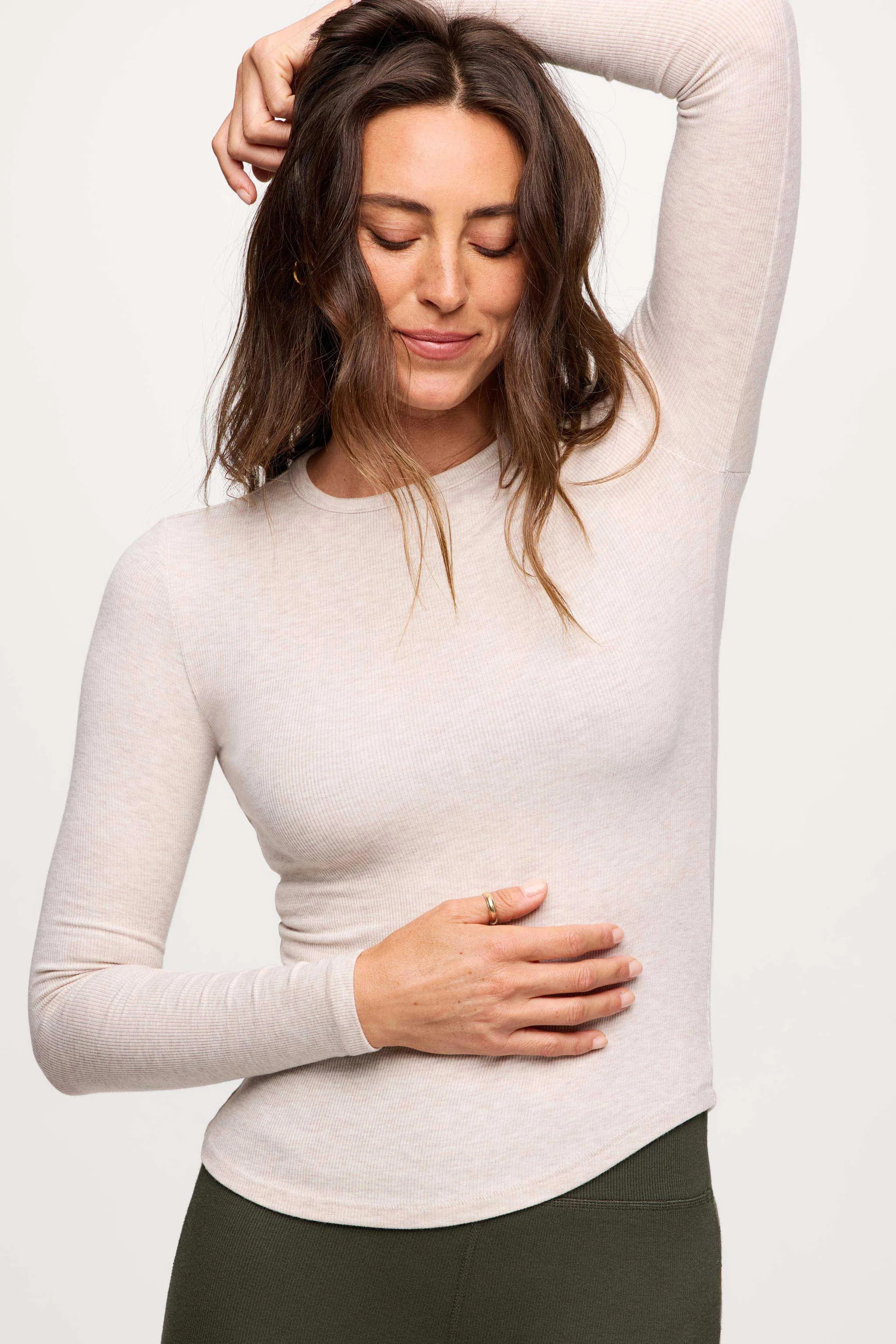 Slinky Rib Long Sleeve Shirt | Espresso | nuuds