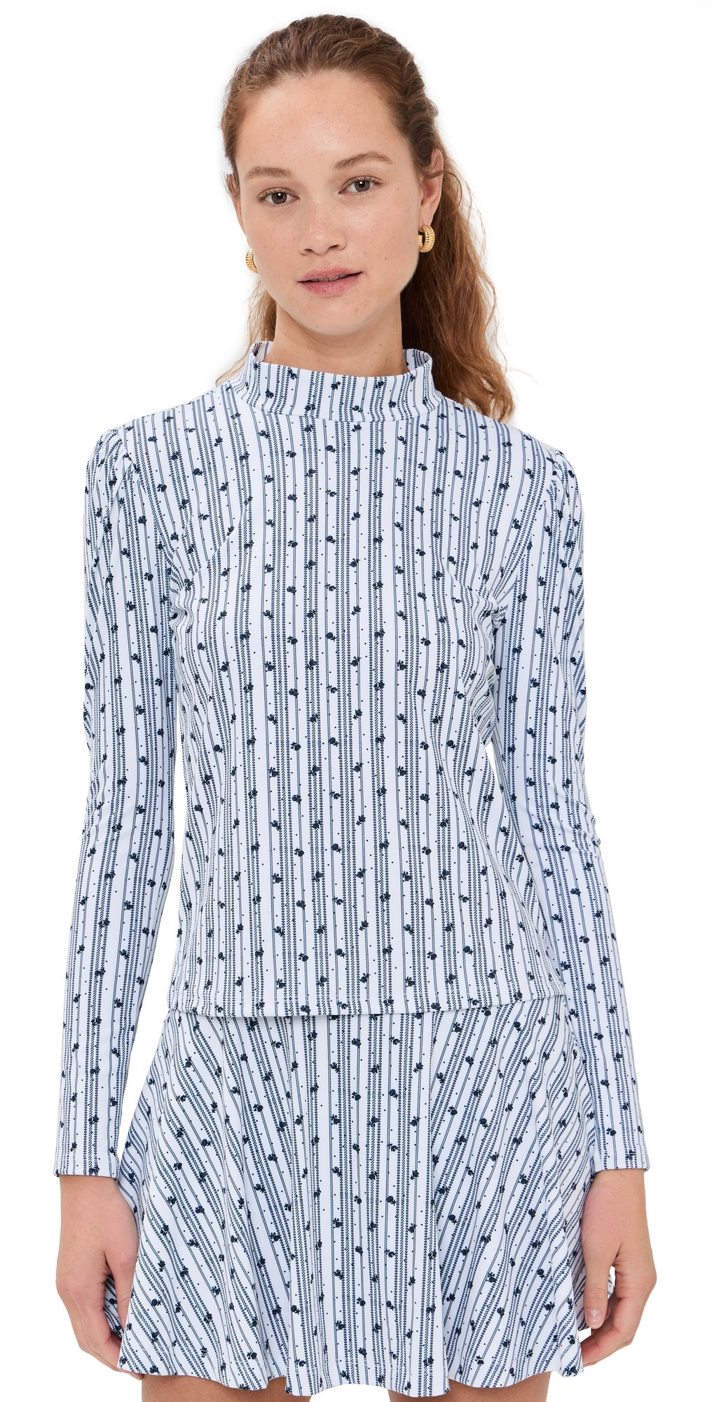 Byrdie Golf Social Wear Long Sleeve Park Top Navy/White Floral M | Shopbop