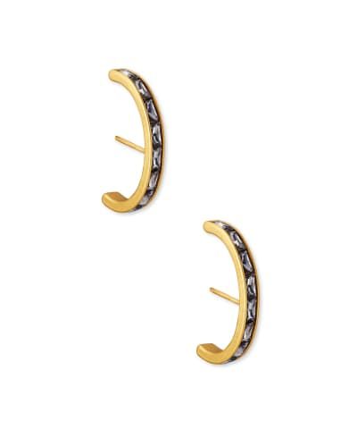 Jack Vintage Gold Statement Stud Earrings in Charcoal Gray Crystal | Kendra Scott