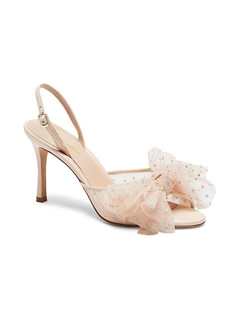 Bridal Sparkle Tulle & Leather Slingback Sandals | Saks Fifth Avenue