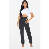PrettyLittleThingPetite Black Straight Leg Jeans | PrettyLittleThing US