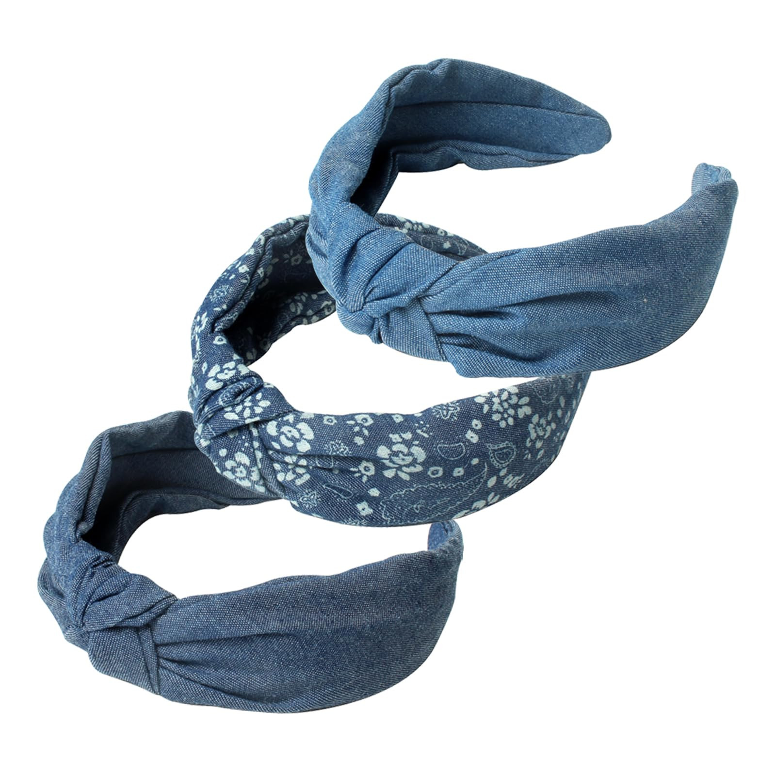 Cuizhiyu 3Pack Denim Knot Headband Knotted Wide Headband for Women,Blue Knot Headbands Non slip H... | Amazon (US)