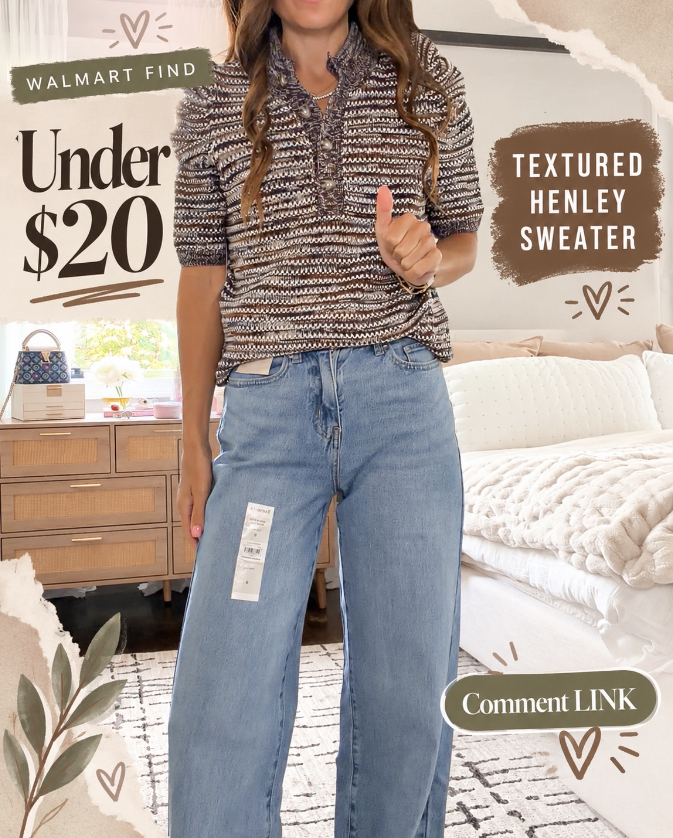 I can’t believe this textured Henley sweater is under $20 at Walmart! The knit detail, buttons and puff sleeves are SO cute 🤎 Comment LINK and I’ll send it!

#LTKOver40 #LTKootd #LTKmomlife