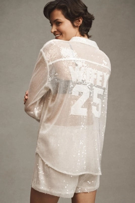 En Elly Wifey Sequin Buttondown Shirt | Anthropologie (US)
